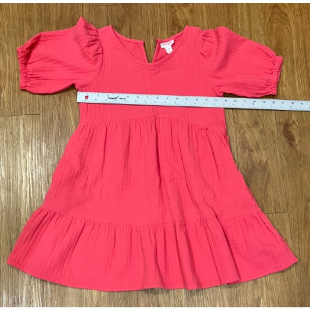 Cat & Jack Girls' Short Sleeve Gauze Dress Pink L( 10-12) - Picture 4 of 5